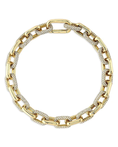 Shy Creation 14K Gold Colette Diamond Pave Paperclip Link Bracelet