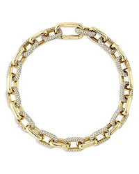 Shy Creation 14K Gold Colette Diamond Pave Paperclip Link Bracelet