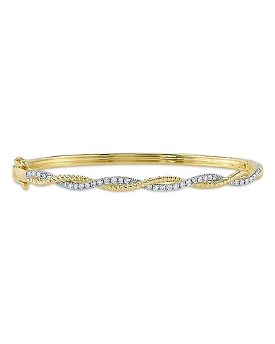 Shy Creation 14K Gold Kate Diamond Entwined Bangle Bracelet