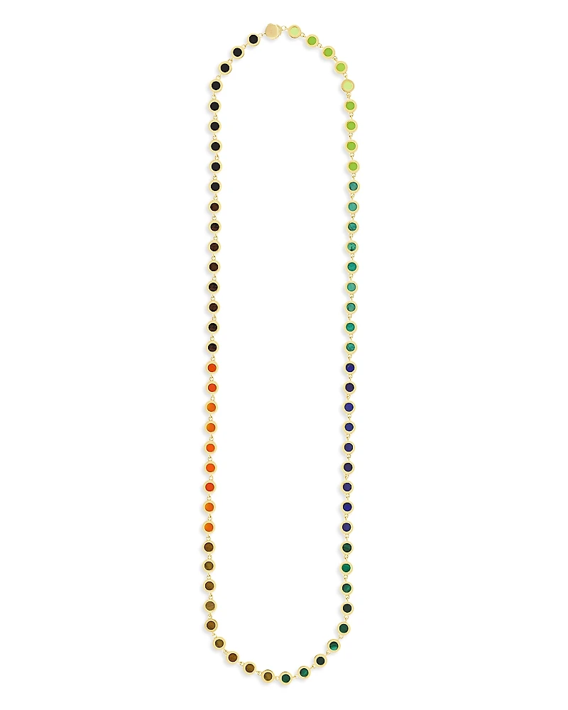 Luis Morais Men's 14K Yellow Gold Multi Round Gemstone Chain Necklace, 27