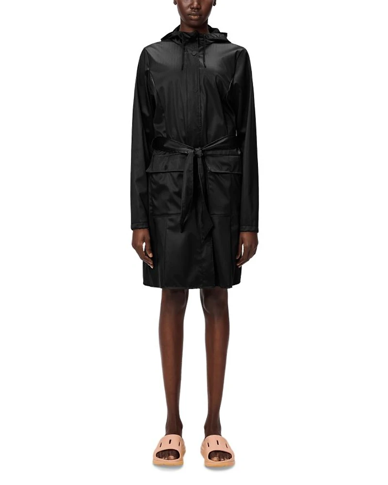 Curve Hooded Belted Waterproof Jacket