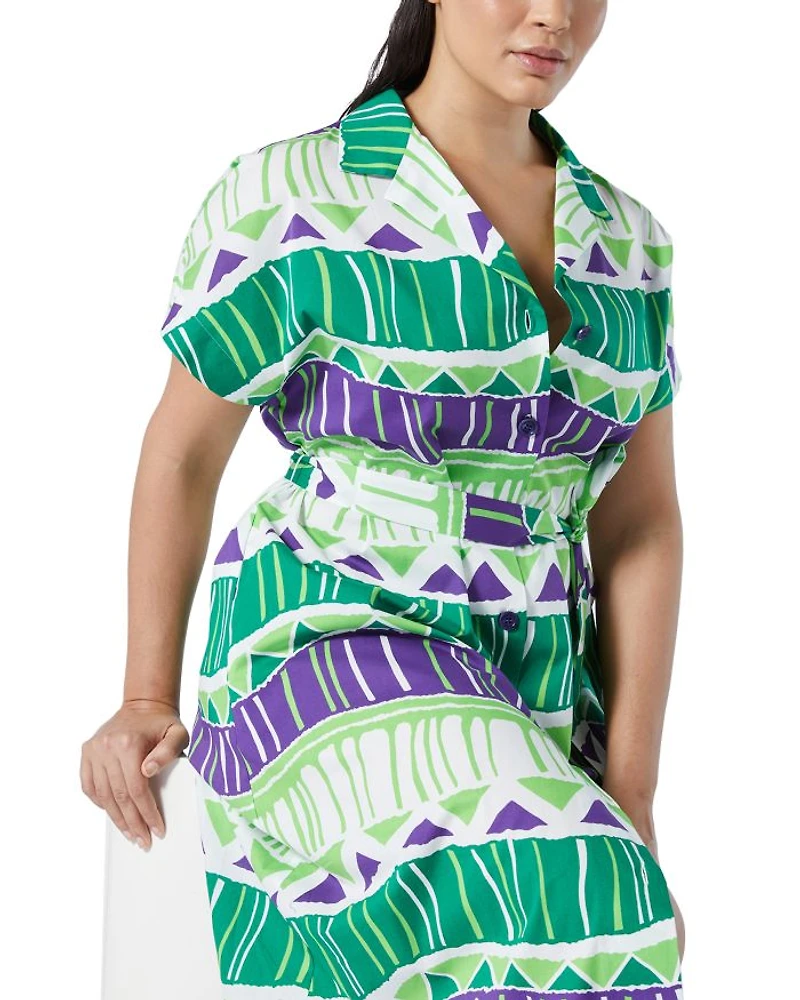 Voyage 2A Uscita Calca Printed Lapel Dress