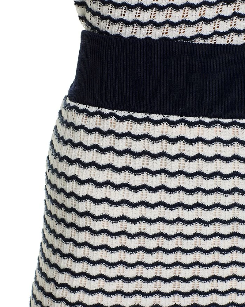 Wavy Striped Midi Skirt