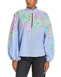 Printed Mandarin Collar Blouse