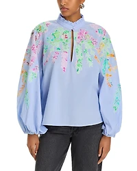 Essentiel Antwerp Printed Mandarin Collar Blouse