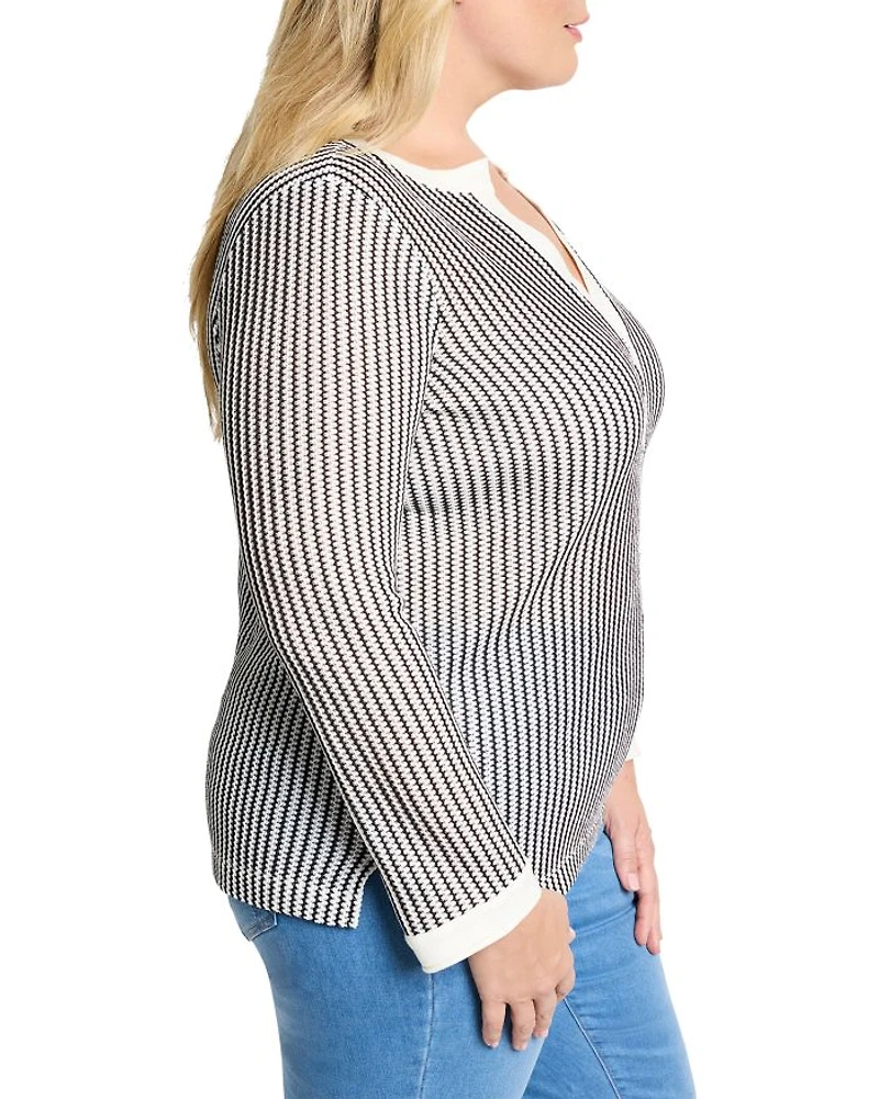 Plus Zig Zag Split V Neck Top