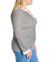 Plus Zig Zag Split V Neck Top
