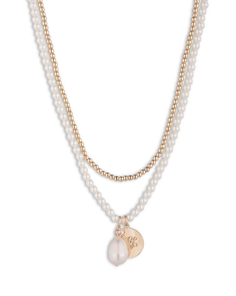 Pink Crystal, Imitation & Cultured Freshwater Pearl Layered Pendant Necklace, 16"