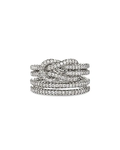 Sterling Silver Love Knot Diamond Multirow Ring