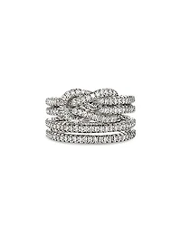 Sterling Silver Love Knot Diamond Multirow Ring