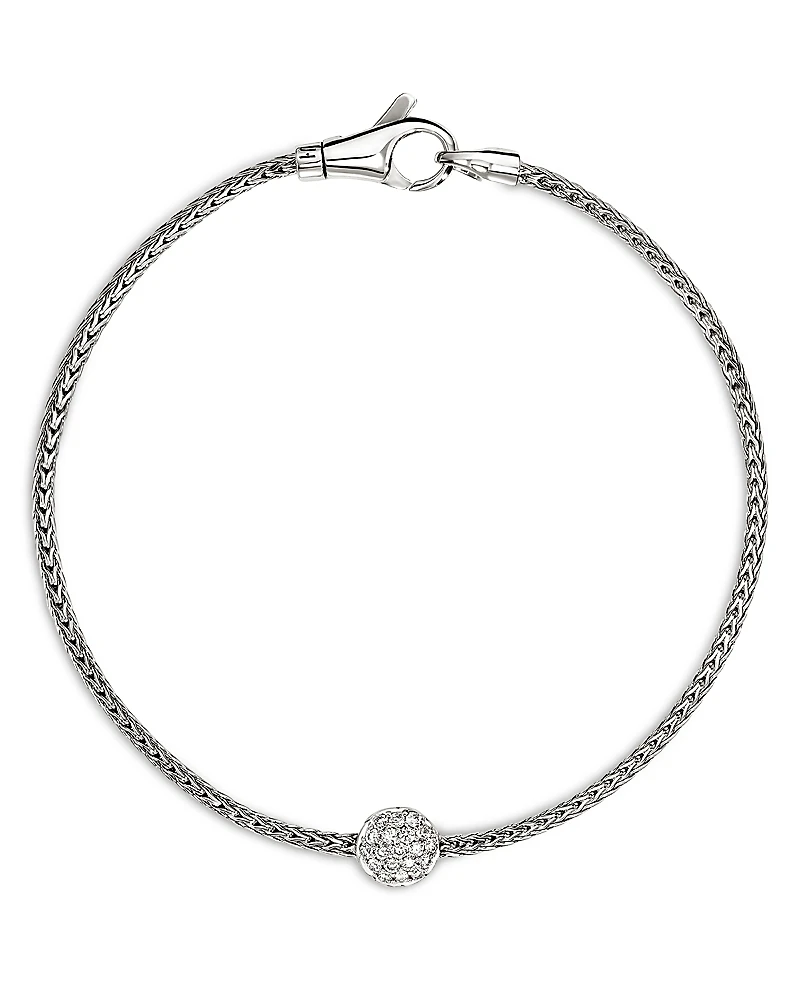 John Hardy Sterling Silver Jh Essentials Diamond Pave Disc Chain Bracelet