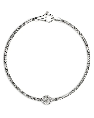 John Hardy Sterling Silver Jh Essentials Diamond Pave Disc Chain Bracelet
