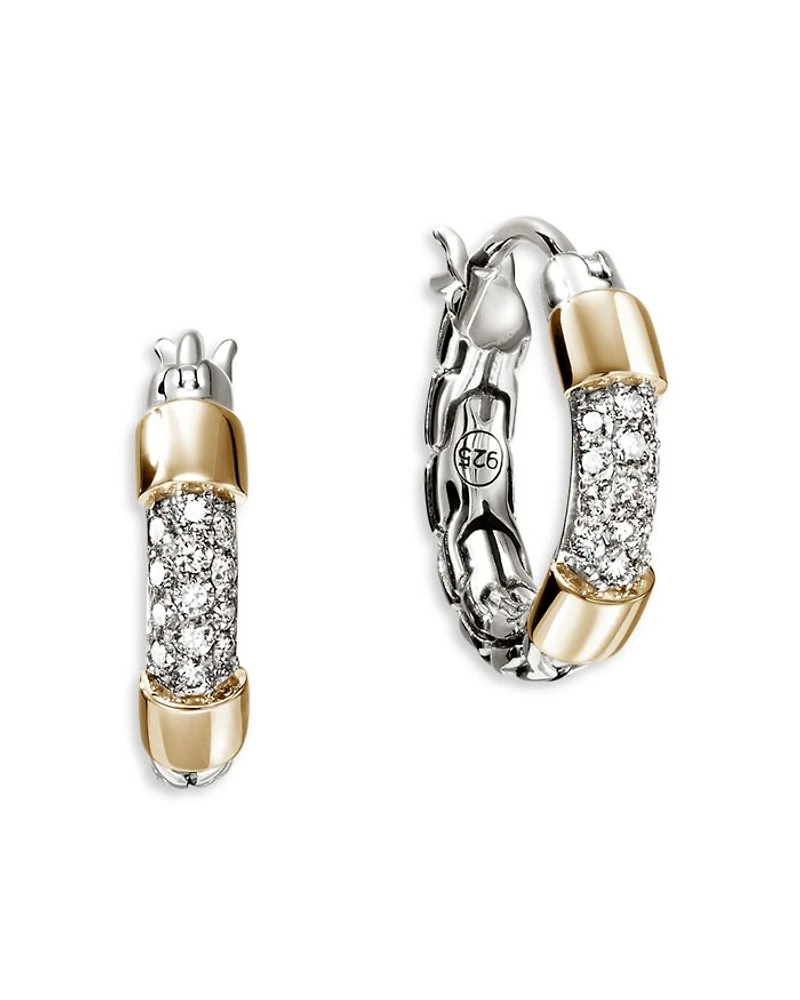 14K Yellow Gold & Sterling Silver JH Essentials Extra Small Hoop Earrings