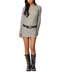 Edikted Boat neck Crochet Mini Dress