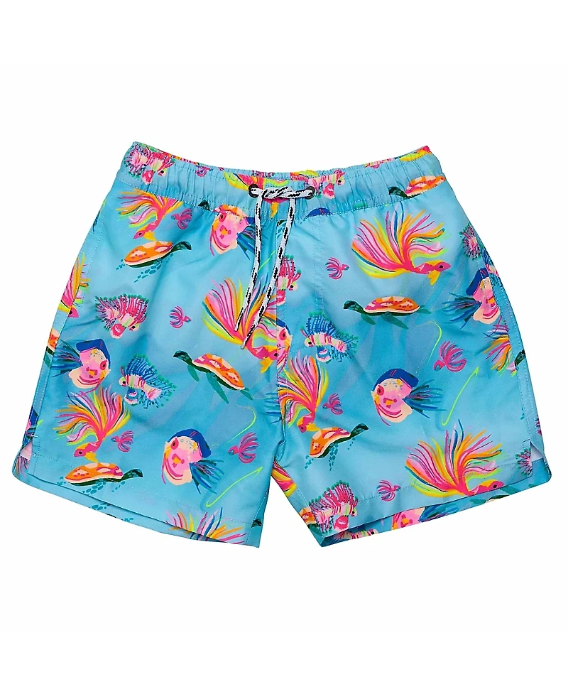 Snapper Rock Boys' Kaleido Fish Sustainable Swim Short - Little Kid, Big Kid