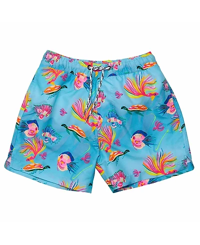 Snapper Rock Boys' Kaleido Fish Sustainable Swim Short - Little Kid, Big Kid