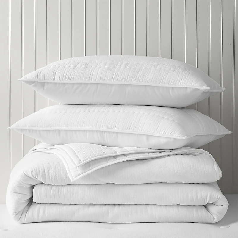 Sky Crinkle Gauze Coverlet Set, Full/Queen