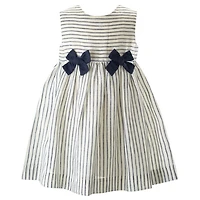 Girls' Stripe Linen Bow Dress & Bloomers - Baby, Little Kid, Big Kid