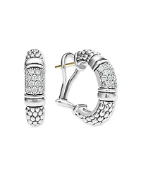 Lagos Sterling Silver Signature Caviar Diamond Bead Small Hoop Earrings