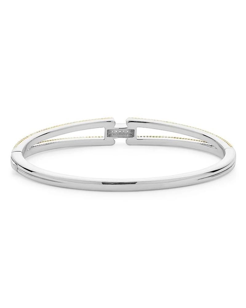 18K Yellow Gold & Sterling Silver Caviar Lux Clip Diamond Pavé Bangle Bracelet