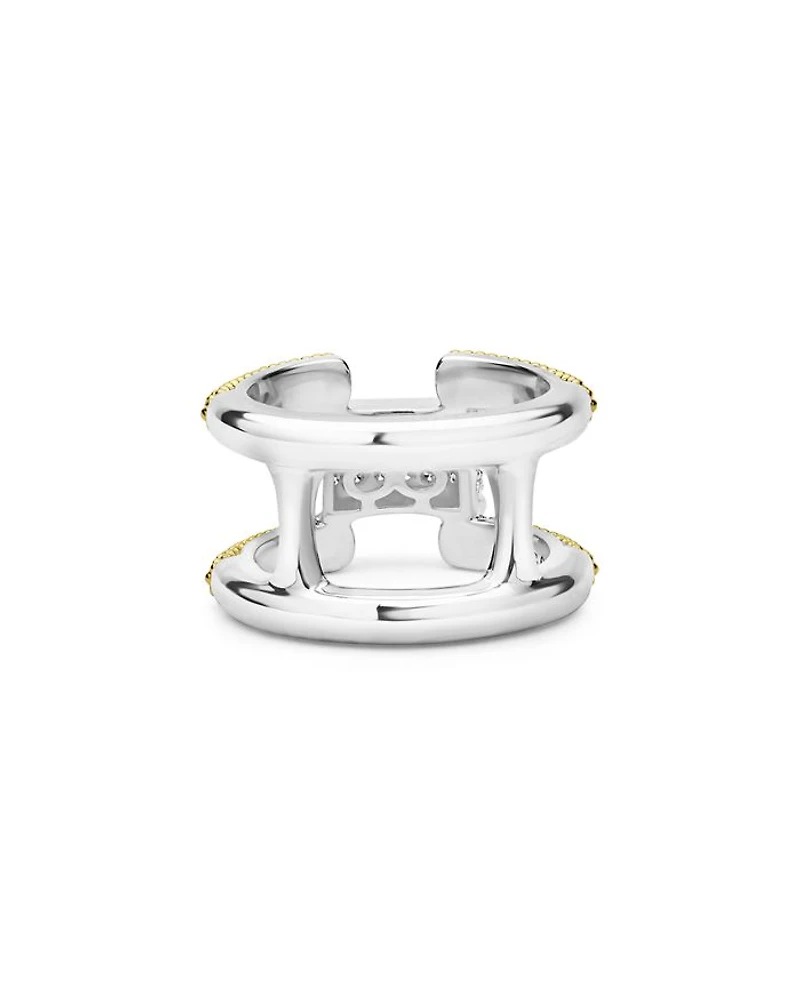 LAGOS 18K Yellow Gold & Sterling Silver Caviar Lux Clip Diamond Pavé Bangle Bracelet - Exclusive