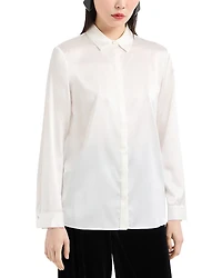 Emporio Armani Stretch Silk Satin Long Sleeve Button Down Blouse