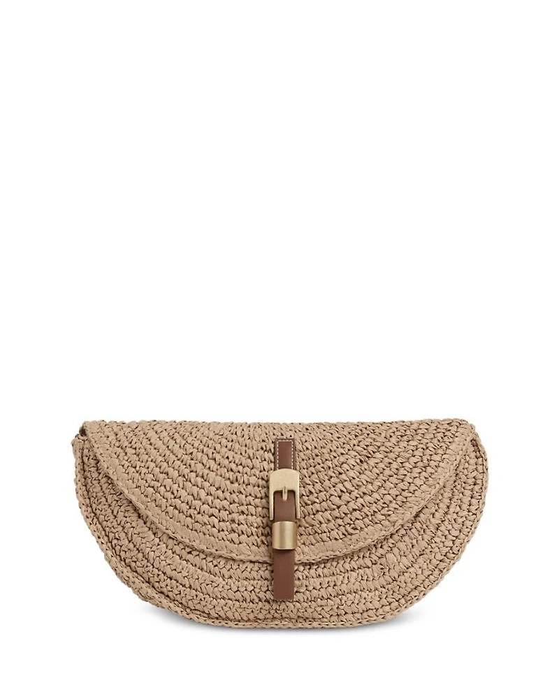 Aria Half Moon Raffia Clutch