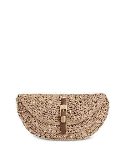 Aria Half Moon Raffia Clutch