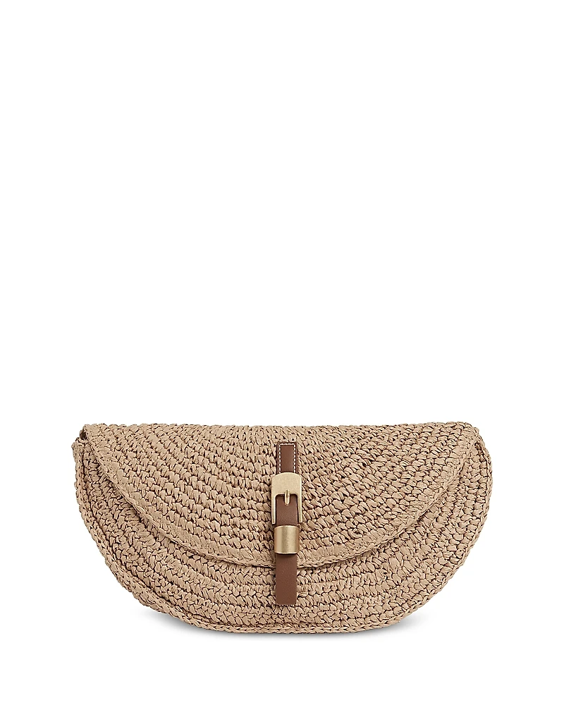Reiss Aria Half Moon Raffia Clutch