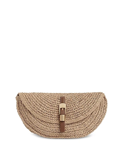Reiss Aria Half Moon Raffia Clutch