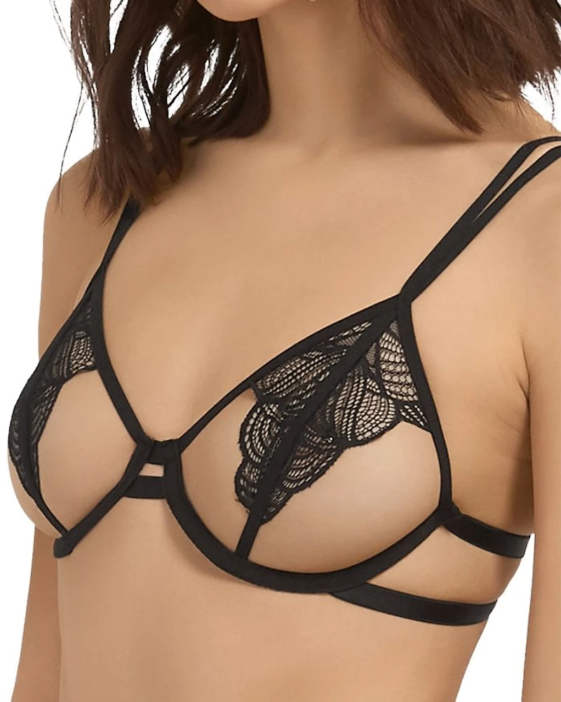 Emerson Underwire Floral Lace Open-Cup Bra