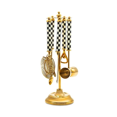 Courtly Check Gold 3260 5-Piece Bar Tool Set with Stand
