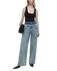 Kove High Rise Double Waistband Jeans Two Tone Del Mar