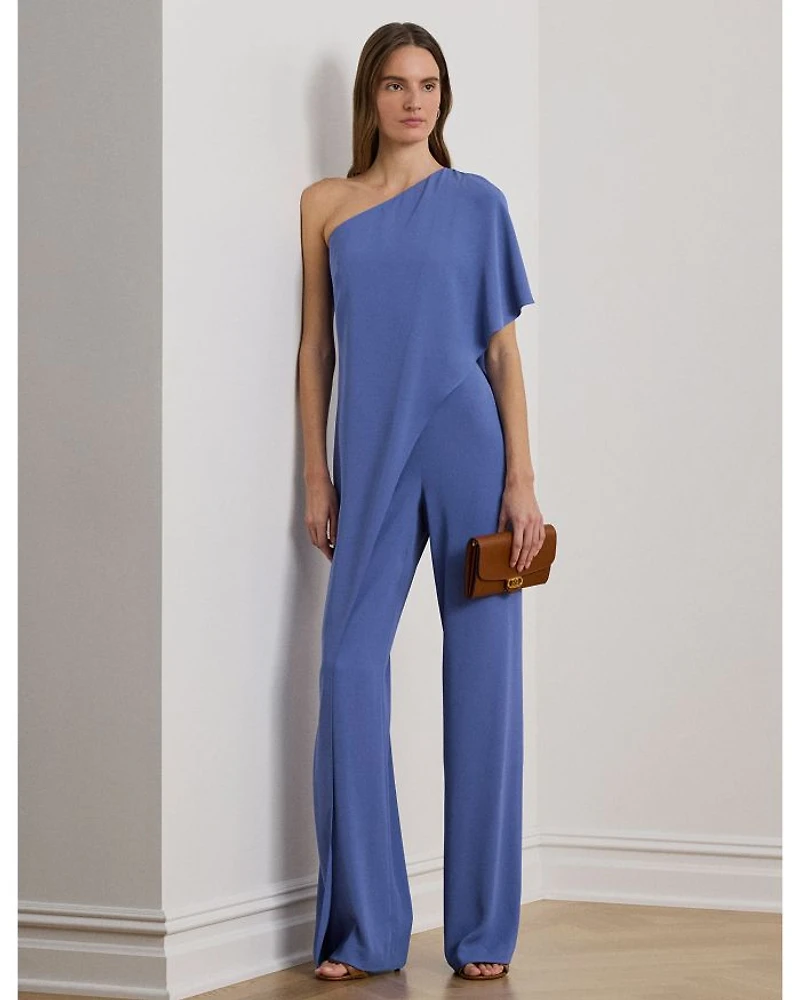 Cape Georgette One Shoulder Jumpsuit