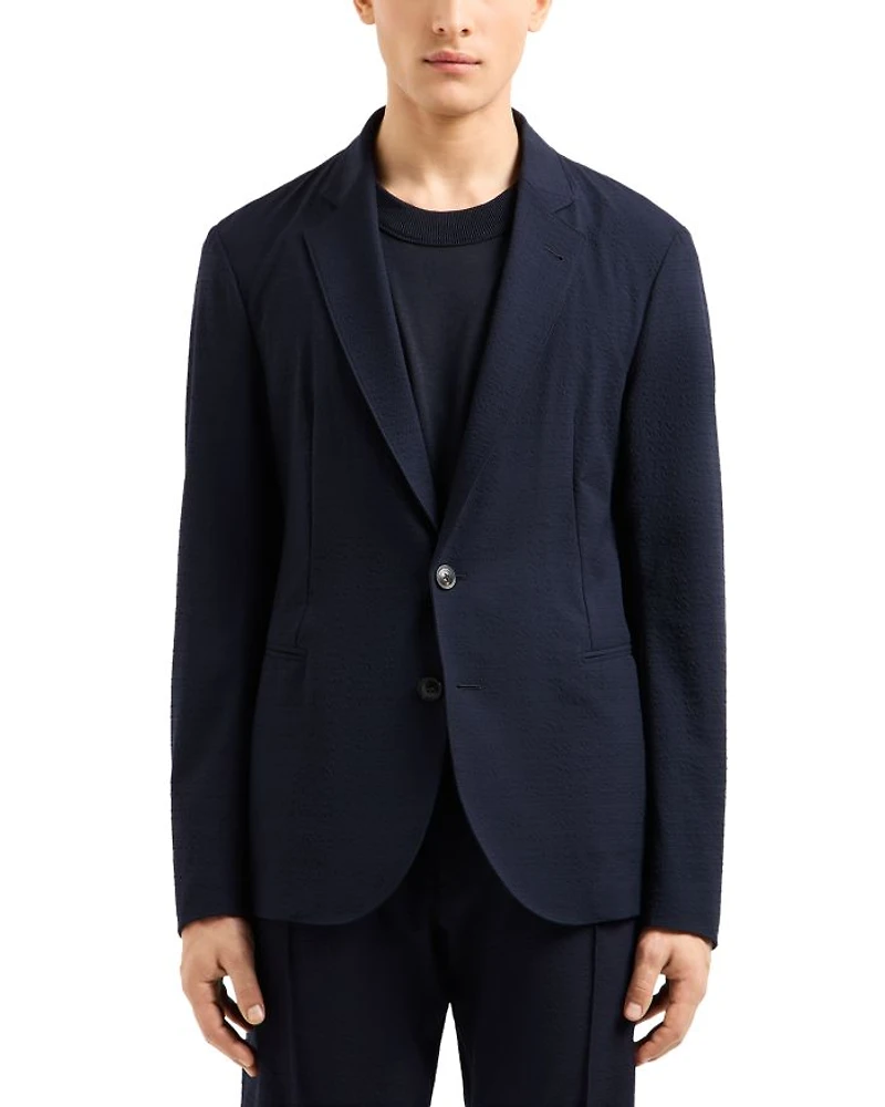 Regular Fit Seeksucker Single Breasted Blazer