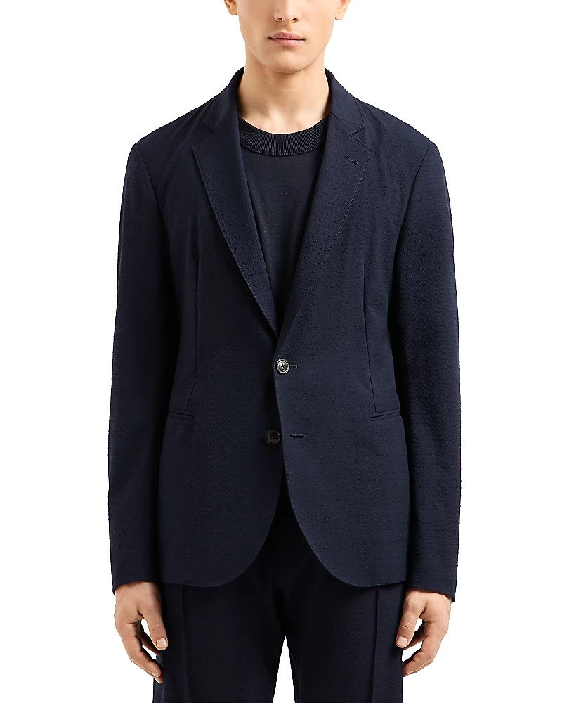 Emporio Armani Regular Fit Seeksucker Single Breasted Blazer