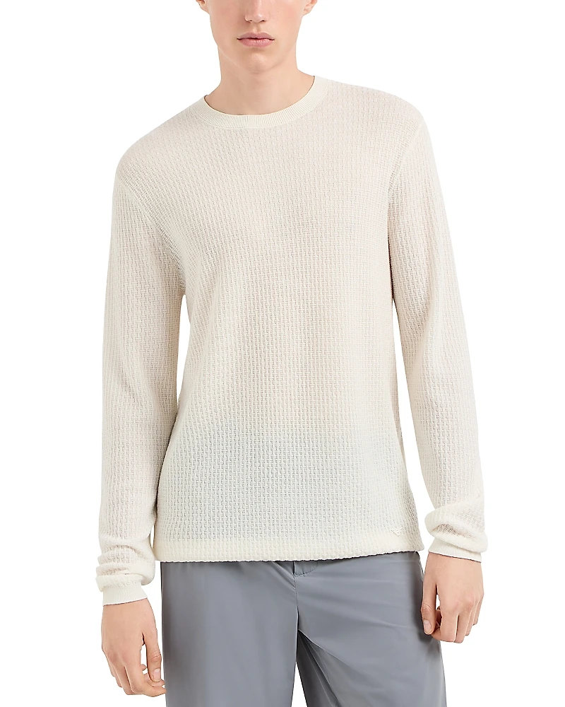 Emporio Armani Geometric Knitted Wool Pullover Crewneck Sweater