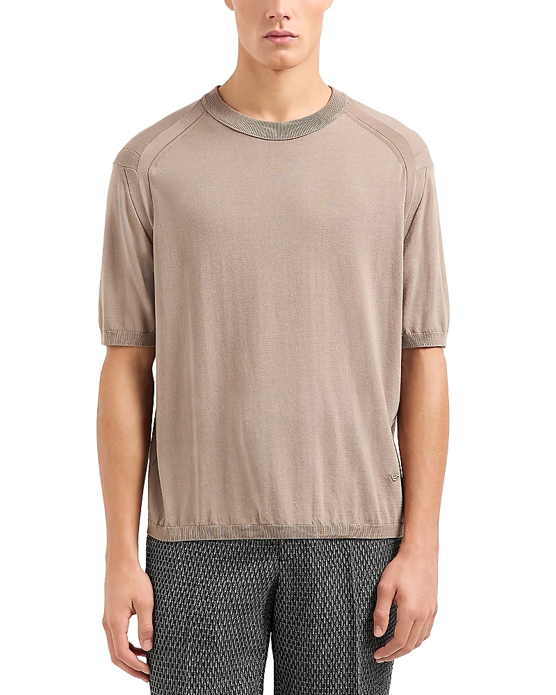 Emporio Armani Plain Knit Short Sleeved Sweater