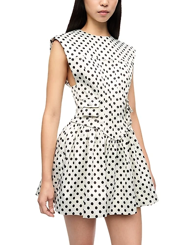 Ganni Polka Dot Corset Satin Mini Dress