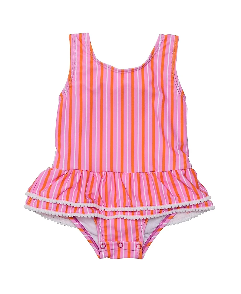 Snapper Rock Stripy Sunset Sustainable Skirt Swimsuit - Little Kid