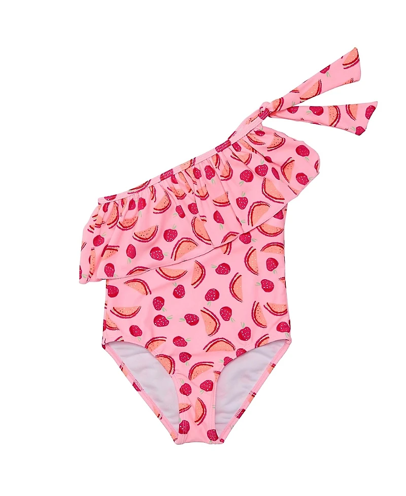 Snapper Rock Berry Sweet One Shoulder Swimsuit - Big Kid