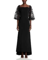 Floral-Embellished Off-the-Shoulder Gown