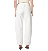 Miro High Rise Ankle Barrel Jeans Soft White