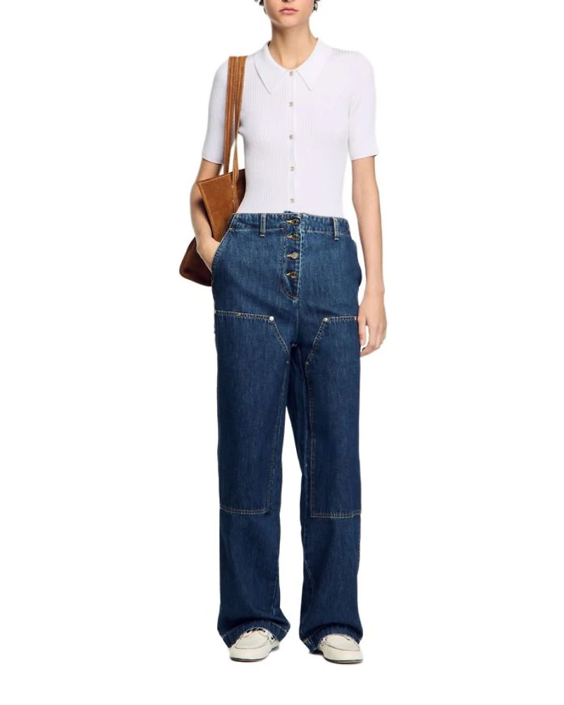 Rib Knit Polo Top