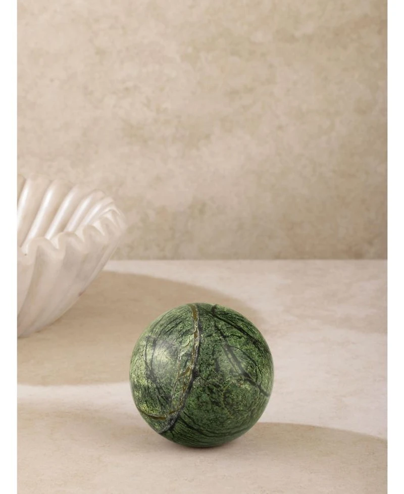Forest Green Marble Sphere Object