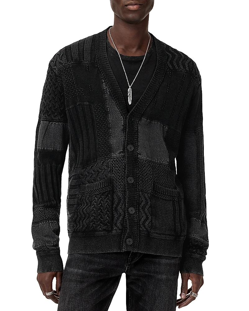 John Varvatos Francis Mixed Stitch Button Cardigan