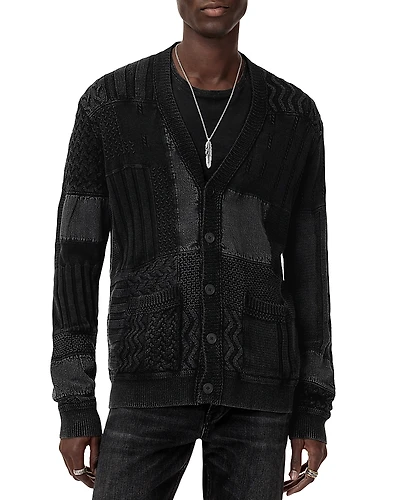 John Varvatos Francis Mixed Stitch Button Cardigan