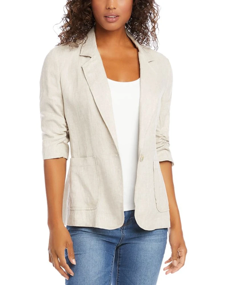 Ruched Sleeve Linen Jacket