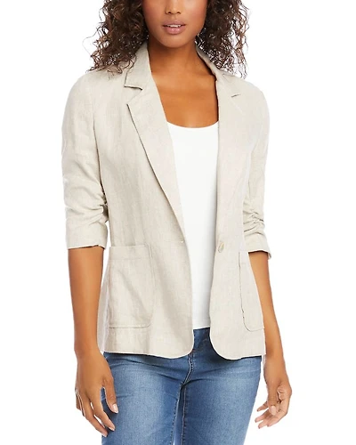 Ruched Sleeve Linen Jacket