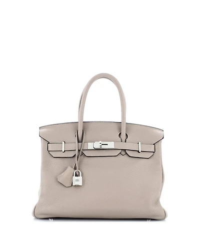Pre-Owned Hermes Birkin 30 Handbag Grey Clemence with Palladium Hardware